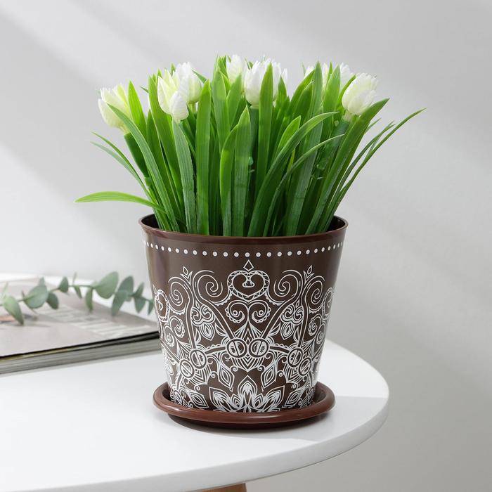 Горшок для цветов Доляна «Кракле», 800 мл, цвет коричневый - Фото 1