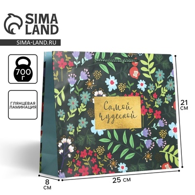 Пакет подарочный ламинированный, упаковка, Present for you, ML 25×21×8 см