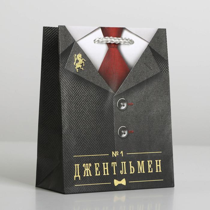 Пакет подарочный ламинированный, упаковка, «Джентльмен», S 12 х 15 х 5,5 см - Фото 1