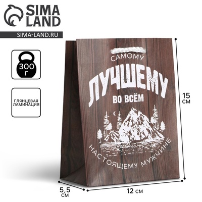 Пакет подарочный ламинированный, упаковка, «Самому лучшему во всём», S 12×15×5.5 см
