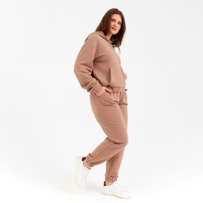 Костюм женский (толстовка, брюки) MINAKU: Casual collection цвет бежевый, размер 48