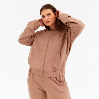 Костюм женский (толстовка, брюки) MINAKU: Casual collection цвет бежевый, размер 48