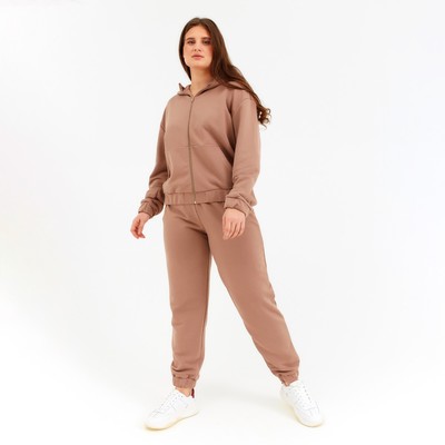 Костюм женский (толстовка, брюки) MINAKU: Casual collection цвет бежевый, размер 48