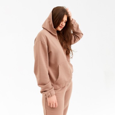 Костюм женский (толстовка, брюки) MINAKU: Casual collection цвет бежевый, размер 48