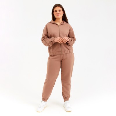 Костюм женский (толстовка, брюки) MINAKU: Casual collection цвет бежевый, размер 48