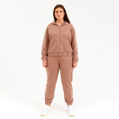 Костюм женский (толстовка, брюки) MINAKU: Casual collection цвет бежевый, размер 48