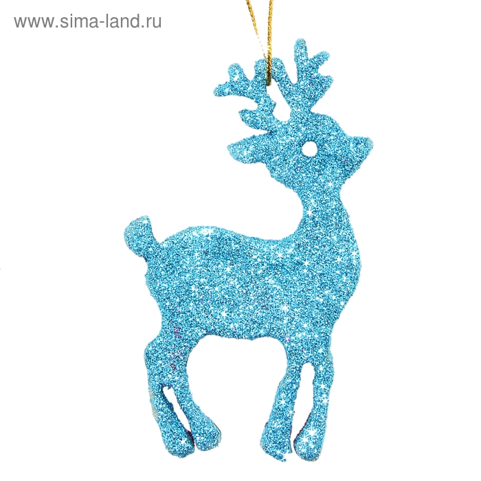 Украшение ёлочное "Блестящий оленёнок" 10х5,5 см голубой - Фото 1