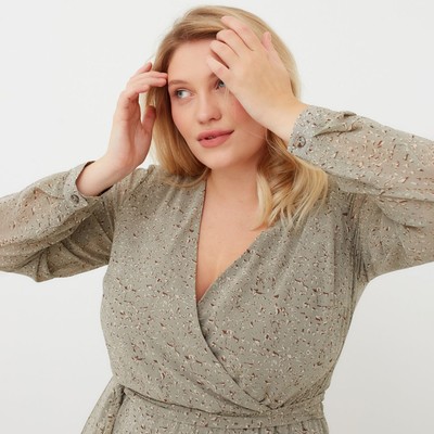 Платье мини женское MIST plus-size, размер 52, зелёное