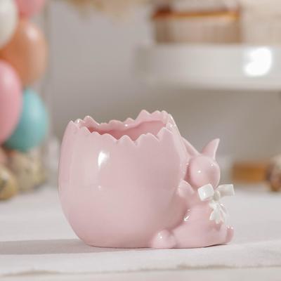 Подставка для яйца «Зайка», 9×6,5×7 см, цвет розовый