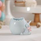 Подставка керамическая для яйца «Зайка», 9×6,5×7 см, цвет голубой - Фото 1