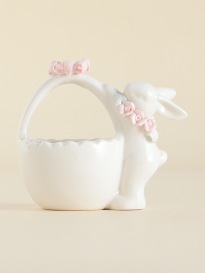 Конфетница SL Home «Лесные кролики», 12.5×8×12 см, фарфор, белая