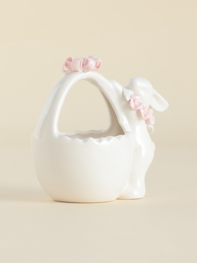 Конфетница SL Home «Лесные кролики», 12.5×8×12 см, фарфор, белая