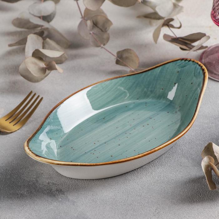 Блюдо сервировочное «Сапфир», 23×13×3,5 см, цвет серо-зелёный - Фото 1