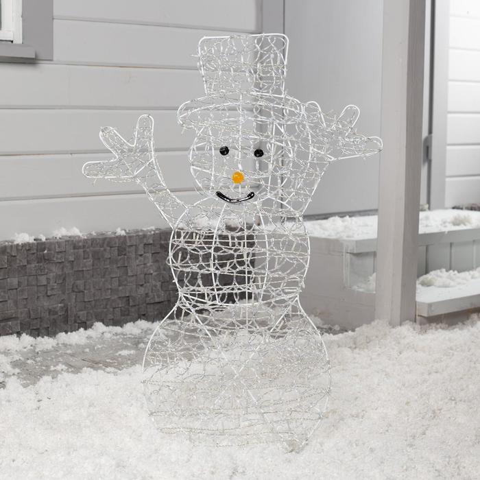 Светодиодная фигура «Снеговик» 65 × 90 × 20 см, металл, 31 В, свечение белое - фото 1885243928