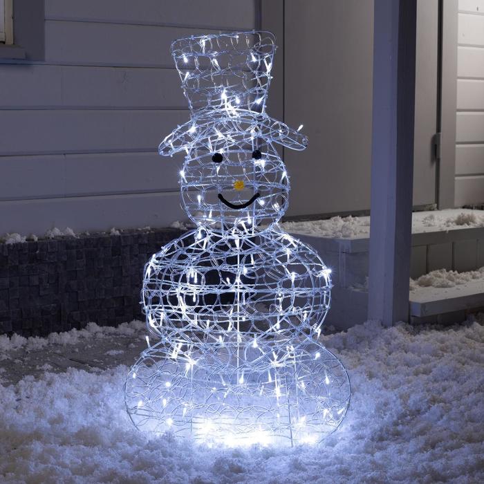 Светодиодная фигура «Снеговик» 48 × 89 × 22 см, металл, 31 В, свечение белое - фото 1907313932
