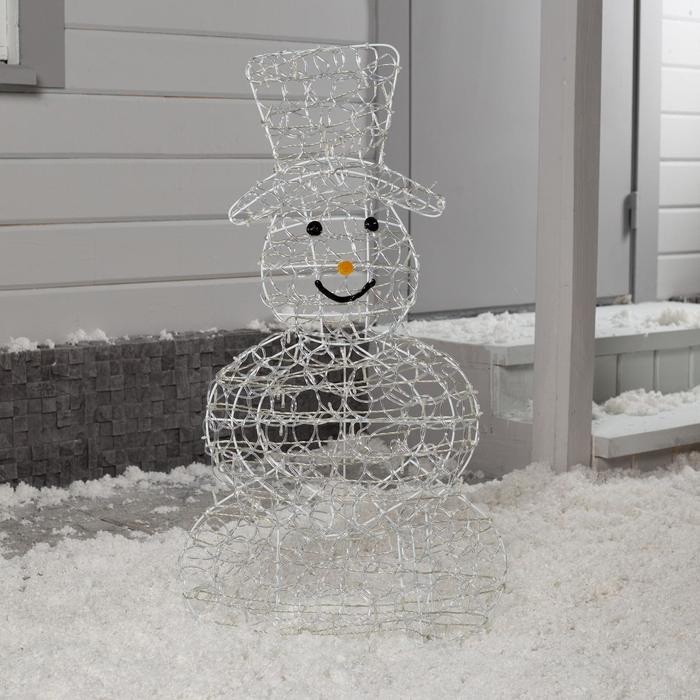 Светодиодная фигура «Снеговик» 48 × 89 × 22 см, металл, 31 В, свечение белое - фото 1907313933