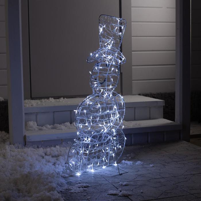 Светодиодная фигура «Снеговик» 48 × 89 × 22 см, металл, 31 В, свечение белое - фото 1885243937