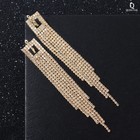 Серьги висячие со стразами «Голливуд», ромб полый, цвет золото, 7.5 см - Фото 2