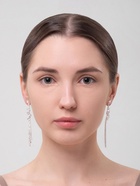 Серьги висячие со стразами «Вечерние» россыпь кристаллов, белые в серебре, 9.5 см - Фото 2