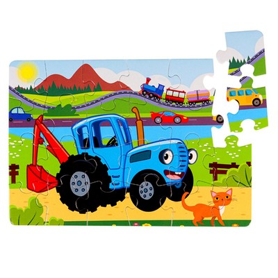 Пазл-рамка «Синий трактор», 24 элемента