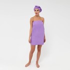 Набор для бани и ванной Этель «Вафля» полотенце 70*140 см+чалма 21*25 см, цв.фиолетовый - фото 53807067