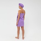 Набор для бани и ванной Этель «Вафля» полотенце 70*140 см+чалма 21*25 см, цв.фиолетовый - фото 53807072