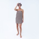 Набор для бани и ванной Этель «Вафля» полотенце 70*140 см+чалма 21*25 см, цв.коричневый - фото 61014526