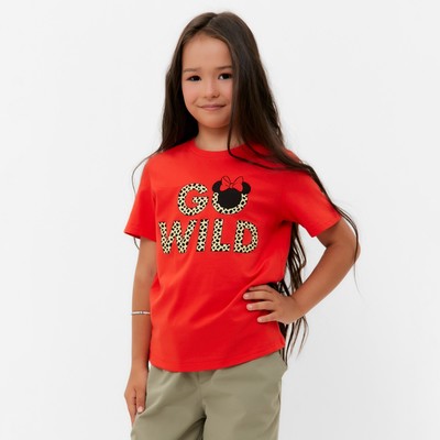 Футболка для девочки KAFTAN: Go wild, красная, рост 110-116 см