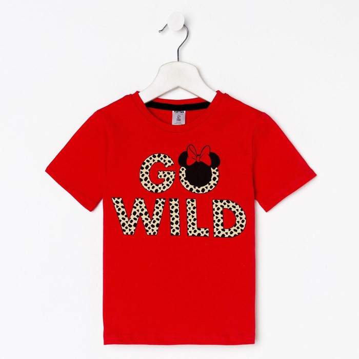 Футболка детская "Go wild" Минни Маус, рост 110-116, красный - фото 1907314316