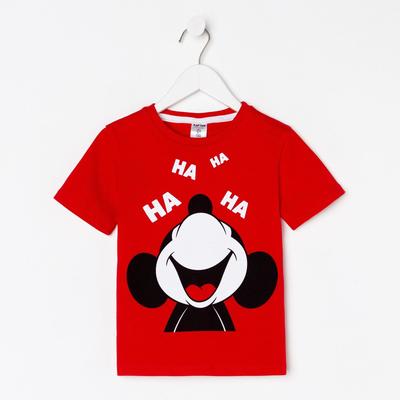 Футболка «Хаха» Микки Маус, рост 86-92 см, красная