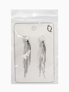 Серьги висячие "Голливуд" квадрат и нити, цвет серебро - фото 809468519