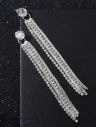 Серьги висячие со стразами «Вечерние», белые в серебре, 8.5 см - фото 67172601