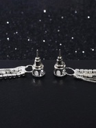 Серьги висячие со стразами «Вечерние», белые в серебре, 8.5 см - фото 67172602