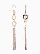 Серьги висячие со стразами «Вечерние» нить и кольцо, цвет белый в золоте,10 см 7449667