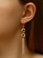 Серьги висячие со стразами «Вечерние» нить и кольцо, цвет белый в золоте,10 см 7449667