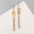 Серьги висячие со стразами «Вечерние» нить и кольцо, цвет белый в золоте,10 см - Фото 1