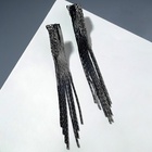 Серьги висячие «Голливуд» дождь, цвет серый, 7.5 см - Фото 4