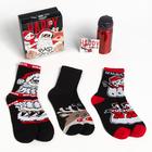 Новогодний подарочный набор термос и носки 3 пары KAFTAN Bad Santa, размер 41-44 (27-29 см) - Фото 2
