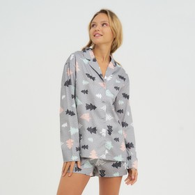 Новый год. Пижама (рубашка, шорты) женская KAFTAN "Елки", р. 44-46 7406201