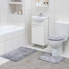 Набор ковриков для ванны и туалета Доляна «Грация», 3 шт: 50×80, 50×40, 45×40 см, цвет серый - фото 9431881