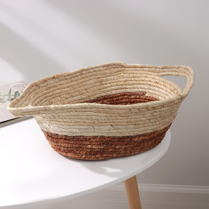 Корзина для хранения плетёная ручной работы Доляна «Тэри», с ручками, 46×26×13 см, коричневая - Фото 1