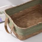 Корзина для хранения плетёная ручной работы Доляна «Лео», с ручками, 40×30,5×16 см, цвет зелёный - Фото 2