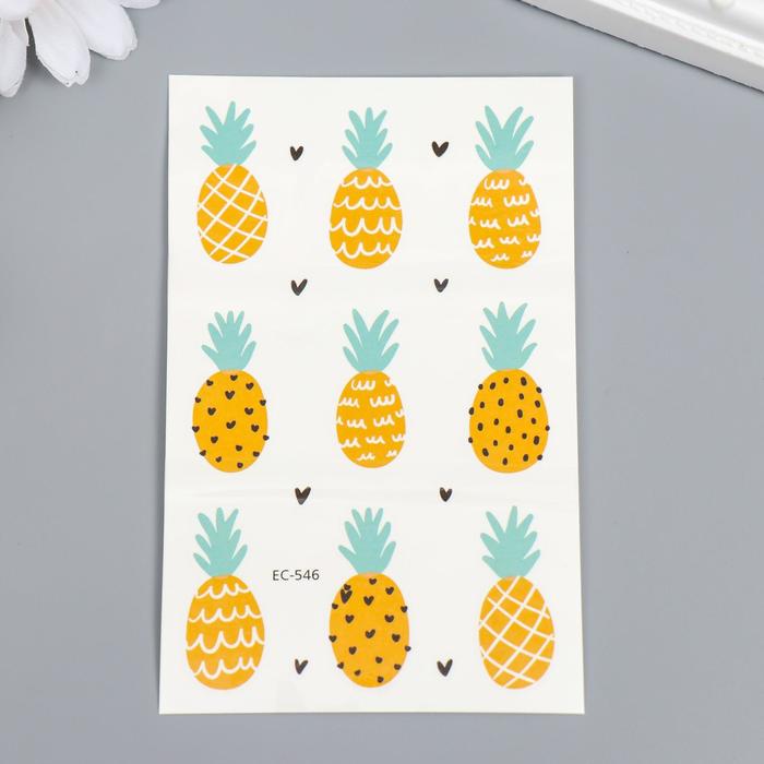 Татуировка на тело цветная "Ананасики" 12х7,5 см - Фото 1