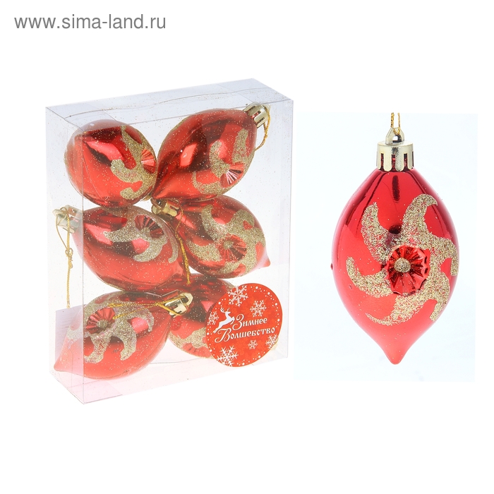 Украшение ёлочное "Сосулька - огненный цветок" (набор 6 шт) 6 см - Фото 1