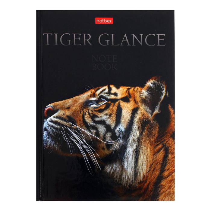 Бизнес-блокнот А6, 64 листа, в клетку/линейку, "Взгляд тигра", твёрдая обложка, глянцевая ламинация - Фото 1