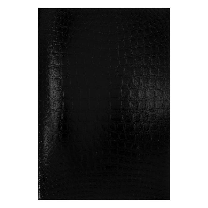 Тетрадь А4, 96 листов в клетку Hatber «Croco. Metallic», бумвинил тиснение, блок офсет, чёрная - Фото 1