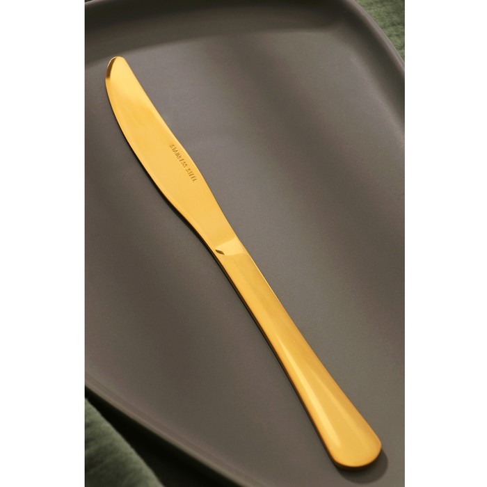 Ножи столовые Доляна «Голд», длина 23,5 см, 6 шт, цвет золотой - фото 1892627877