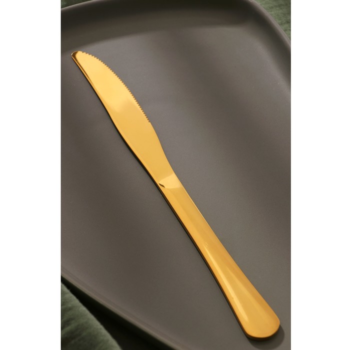 Ножи столовые Доляна «Голд», длина 23,5 см, 6 шт, цвет золотой - фото 1908775421