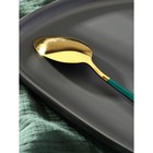 Ложка столовая из нержавеющей стали Magistro «Блинк», 22×4 см, на подвесе, цвет золотой, зеленая ручка - Фото 3