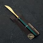 Нож столовый из нержавеющей стали Magistro «Блинк», длина 22 см, на подвесе, цвет золотой, зелёная ручка - фото 4336380